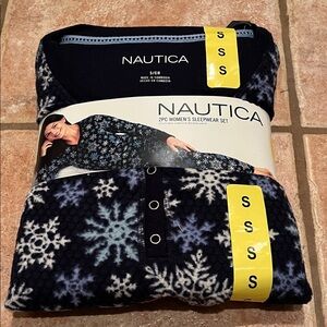 Nautica Women's Black and White Snowflake Pajama Set